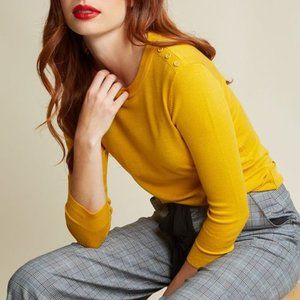 Modcloth Charter School Pullover Sweater - Mustard